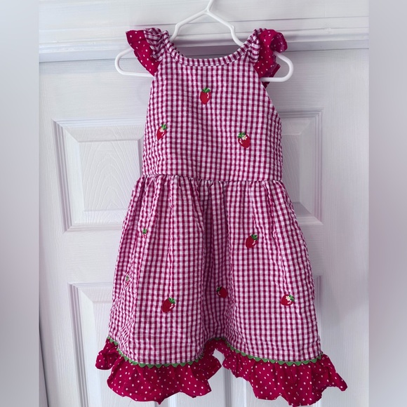 Rare Editions Other - Rare Editions Red Gingham Strawberry Embroidered Sundress